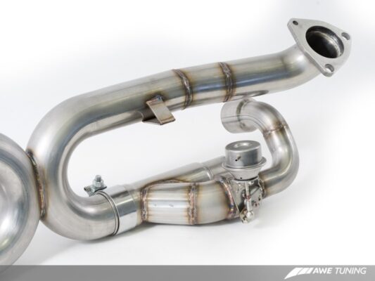 Alternative view of AWE Tuning Porsche 991 SwitchPath Exhaust for PSE Cars Chrome Silver Tips