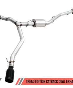 AWE Tuning 20-21 Jeep Gladiator JT 3.6L Tread Edition Cat-Back Dual Exhaust - Diamond Black Tip