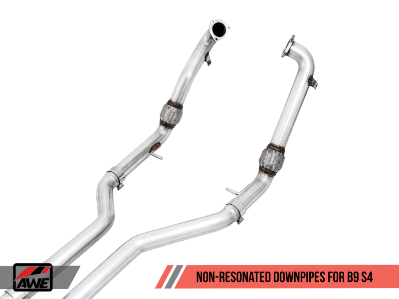 AWE Tuning Audi B9 S4 Track Edition Exhaust - Non-Resonated (Silver 102mm Tips) - Image 5
