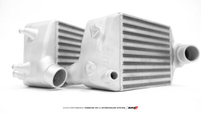 Alternative view of AMS Performance 16-19 Porsche Carrera/Carrera S (991.2) Alpha Intercooler Kit w/Carbon Fiber Shrouds