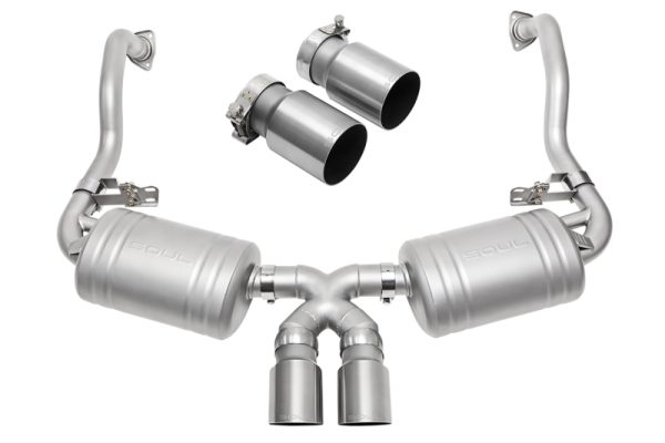 SOUL 05-08 Porsche 987.1 Cayman / Boxster Performance Exhaust - Straight Cut Brushed Finish Tips