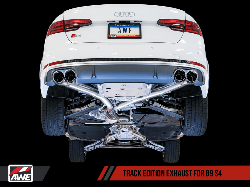 AWE Tuning Audi B9 S4 Track Edition Exhaust - Non-Resonated (Black 102mm Tips) - Image 4