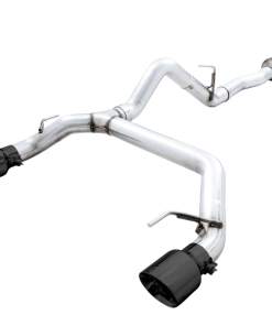 Alternative view of AWE Tuning 2021+ Ford Bronco 0FG Dual Rear Exit Exhaust w/Diamond Black Tips & Bash Guard