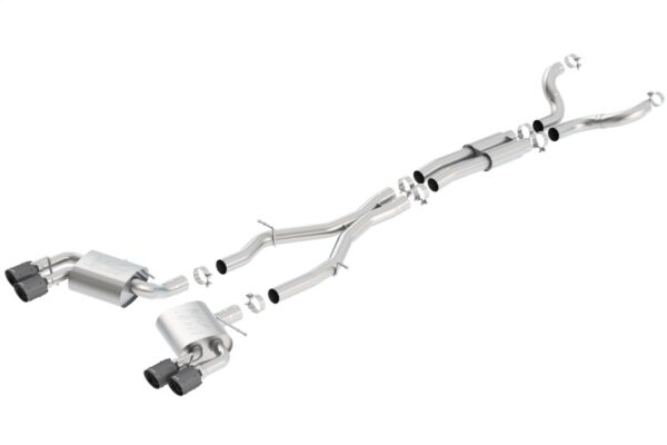 Alternative view of Borla 16-17 Chevy Camaro 6.2L 4in Dual CF Tips w/Black Core Dual Split Exit ATAK Catback Exhaust