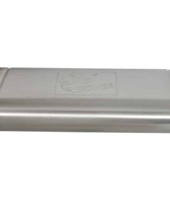 Alternative view of aFe MACHForce XP SS Muffler 3in Center Inlet / 3in Offset Outlet 22in L x 9in W x4in H Body