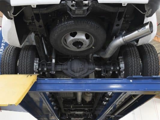 Alternative view of aFe LARGE BORE HD 5in 409-SS DPF-Back Exhaust w/Polished Tip 2017 GM Duramax V8-6.6L (td) L5P