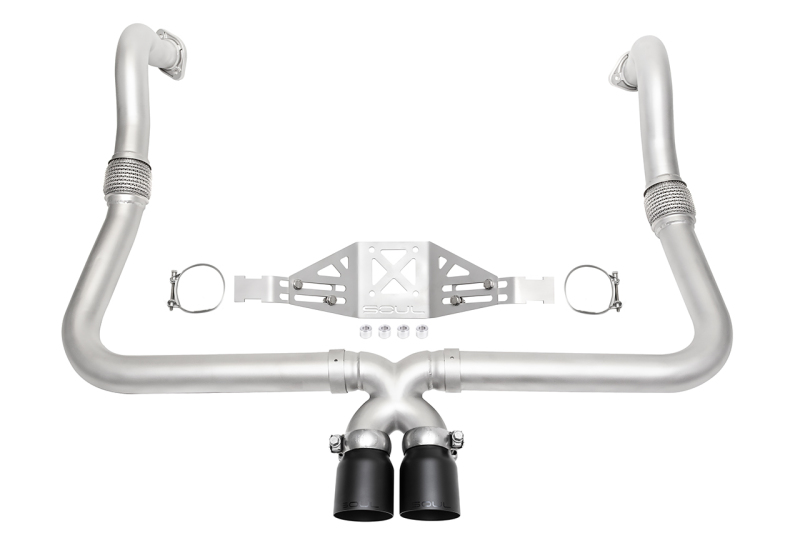 SOUL 17+ Porsche 718 Cayman / Boxster Performance Exhaust - Manual - Straight Cut Satin Black Tips