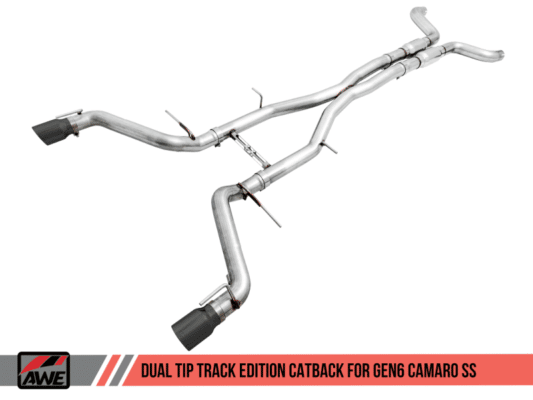 Alternative view of AWE Tuning 16-19 Chevy Camaro SS Resonated Cat-Back Exhaust - Track Edition (Diamond Black Tips)