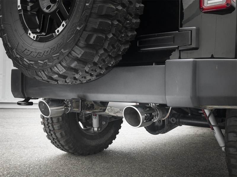 aFe Rebel Series 2.5in 409 SS Axle-Back Exhaust w/Polished Tips 07+ Jeep Wrangler (JK) V6 3.6L/3.8L - Image 3