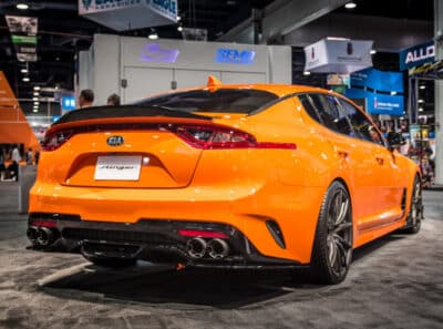 Alternative view of Borla 2018 Kia Stinger 2.0L/3.3L AT RWD/AWD 2.25in Carbon Fiber Tip Kit