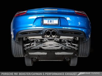 Alternative view of AWE Tuning Porsche 981 Performance Exhaust System - w/Chrome Silver Tips
