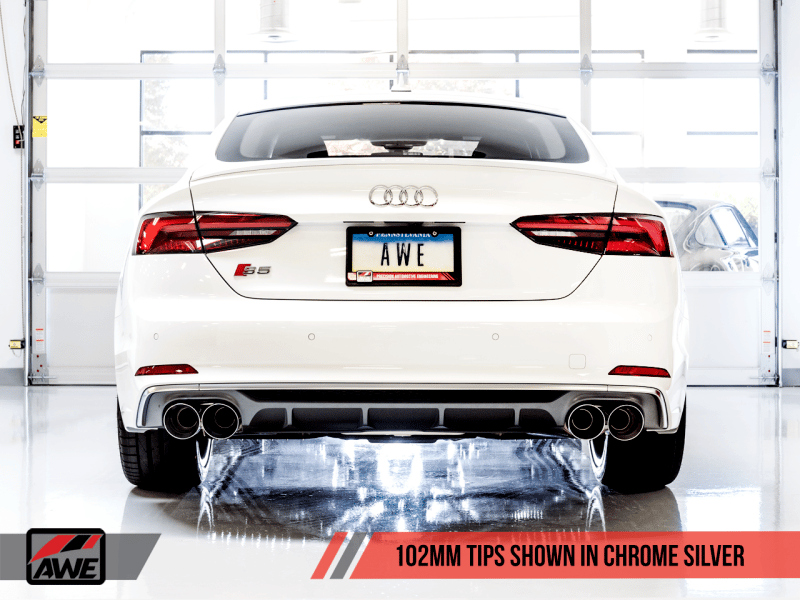 AWE Tuning Audi B9 S5 Sportback Track Edition Exhaust - Non-Resonated (Silver 90mm Tips) - Image 3