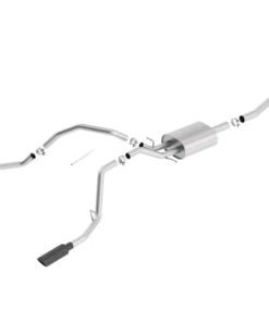 Borla 14 Silv/Sierra 1500 C/B Touring Exh/2.75in in muff 2.25inout 4inTIp SS Rear Exit-Black Chrome