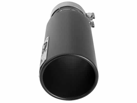Alternative view of aFe SATURN 4S 4in SS Intercooled Exhaust Tip - Black 4in In x 5in Out x 12in L Bolt-On