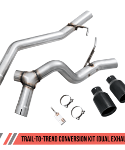 AWE Tuning 2020+ Jeep Gladiator 3.6L Trail-to-Tread (Dual Exhaust) Conversion Kit w/Diamond Blk Tips