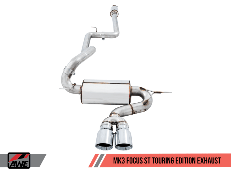 AWE Tuning Ford Focus ST Touring Edition Cat-back Exhaust - Resonated - Diamond Black Tips - Image 2