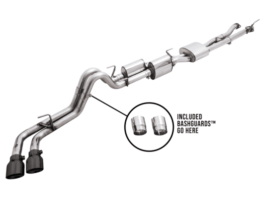 Alternative view of AWE 16-22 Toyota Tacoma 0FG Catback Exhaust w/ BashGuard - Dual Diamond Black Tips