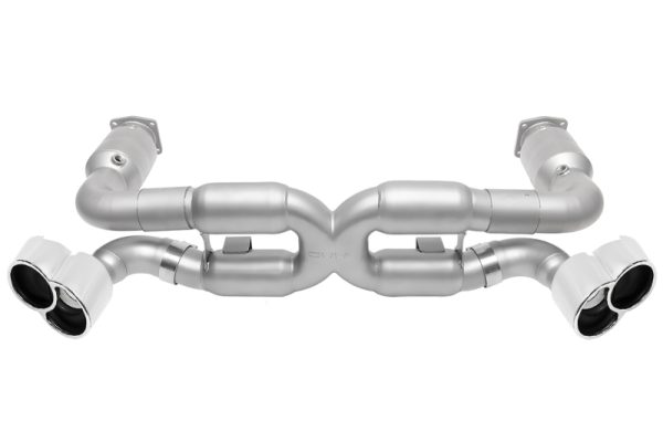 SOUL 00-05 Porsche 996 Turbo Sport X-Pipe Exhaust (iw/ 200 Cell Cats) - X-50 Style Pol. Chrome Tips