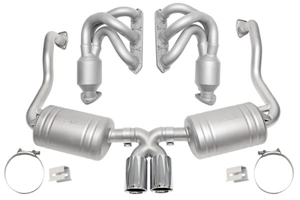 SOUL 00-04 Porsche 986 Boxster Street Exhaust Package - Polished Chrome Double Wall Tips