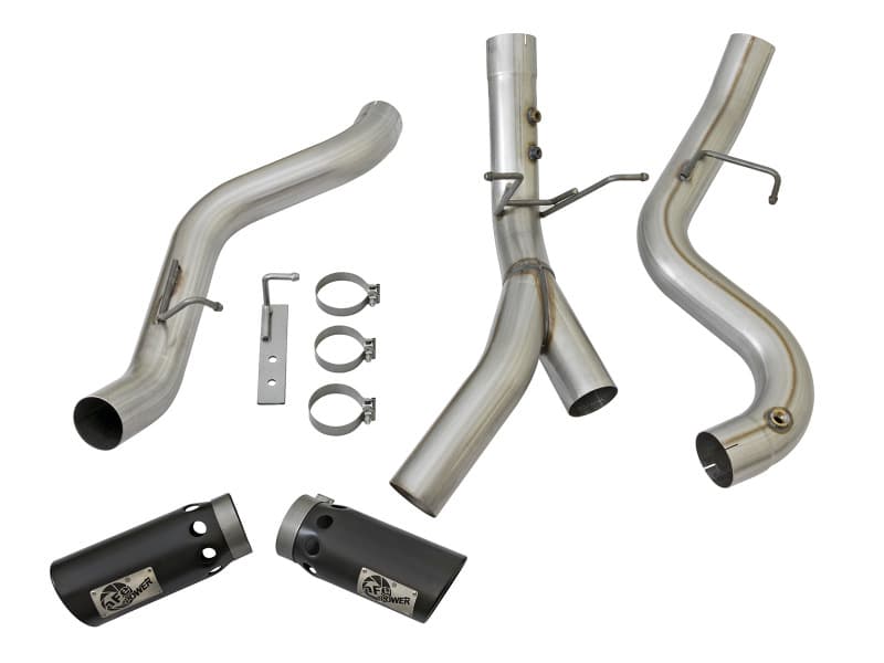 aFe ATLAS 4in DPF-Back Alum Steel Exhaust System w/Dual Exit Black Tip 2017 GM Duramax 6.6L (td) - Image 7