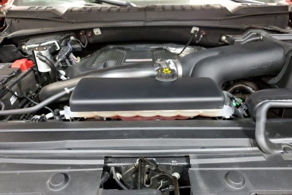 Alternative view of JLT 15-19 Ford F-150/Raptor Black Textured Coolant Tank Cover