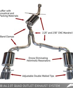 AWE Tuning Audi B8 A4 Touring Edition Exhaust - Quad Tip Diamond Black Tips