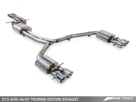 Alternative view of AWE Tuning Audi C7.5 A7 3.0T Touring Edition Exhaust - Quad Outlet Chrome Silver Tips