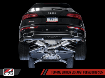 Alternative view of AWE Tuning Audi B9 SQ5 Non-Resonated Touring Edition Cat-Back Exhaust - No Tips (Turn Downs)