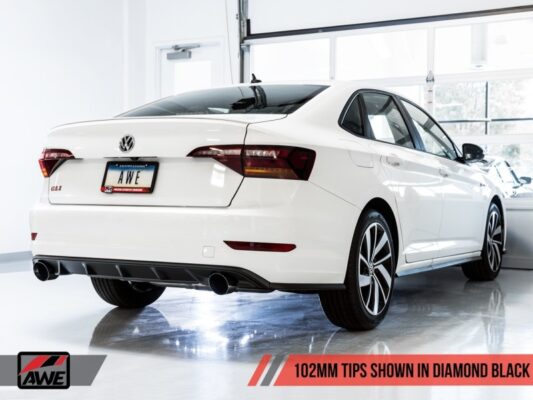 Alternative view of AWE Tuning 18-21 Volkswagen Jetta GLI Mk7 Touring Exhaust - Diamond Black Tips (Fits High-Flow DP)