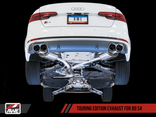 AWE Tuning Audi B9 S4 Touring Edition Exhaust - Non-Resonated (Silver 90mm Tips)