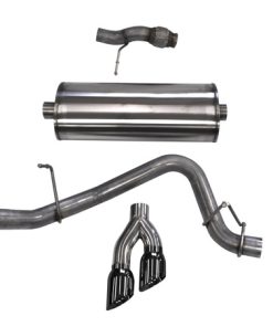 Corsa Cat Back Exhaust, Sport, 3in, Single Side Twin Black 4in Tips, 2015 Chevy Tahoe/GMC Yukon