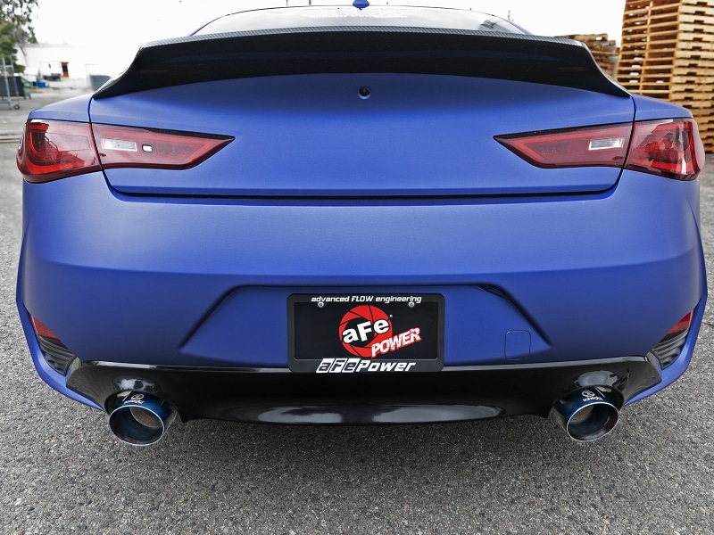 aFe POWER Takeda 2.5in 304 SS CB Exhaust w/ Blue Flame Tips 17-19 Infiniti Q60 V6-3.0L (tt) - Image 6