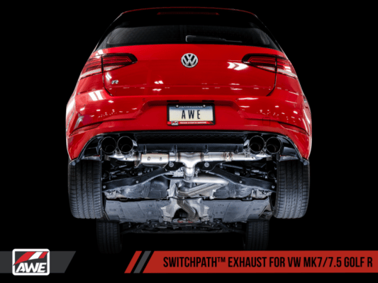 Alternative view of AWE Tuning 15-17 Volkswagen Golf R MK7 Track Edition Exhaust - Diamond Black Tips (102mm)