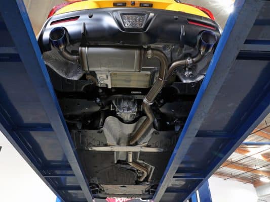 Alternative view of aFe POWER Takeda 2021 Toyota Supra 2.0L (t) 2.5in-3in 304 SS CB Exhaust w/ Black Tips