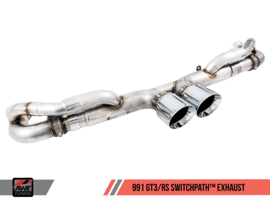 Alternative view of AWE Tuning Porsche 991 GT3 / RS SwitchPath Exhaust - Chrome Silver Tips