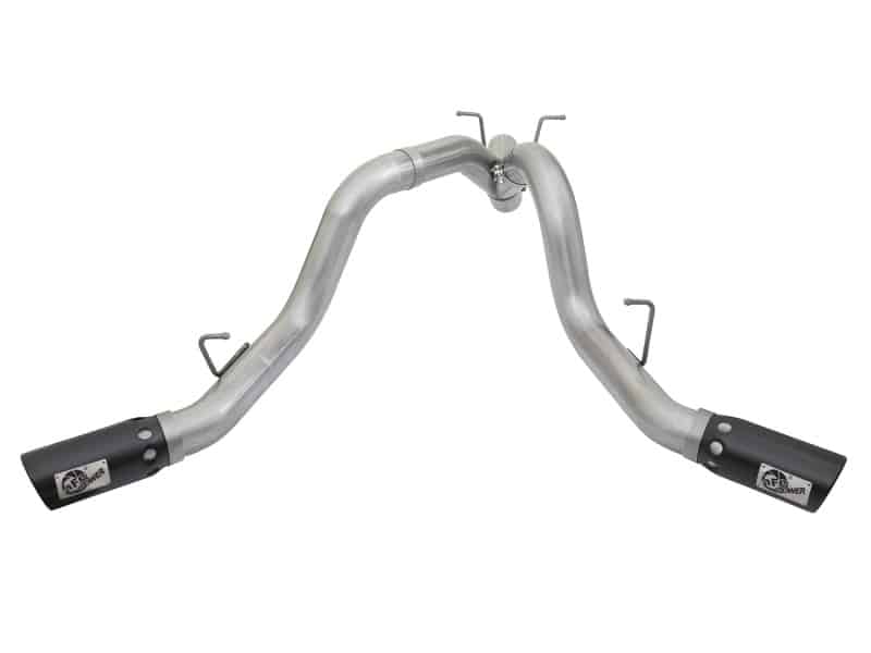 aFe ATLAS 4in DPF-Back Alum Steel Exhaust System w/Dual Exit Black Tip 2017 GM Duramax 6.6L (td) - Image 6