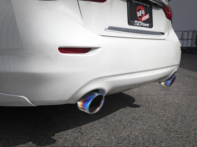 aFe Takeda 2.5in 304 SS Cat-Back Exhaust System w/ Blue Flame Tips 16-18 Infiniti Q50 V6-3.0L (tt) - Image 5
