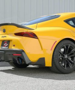 Alternative view of aFe POWER Takeda 2021 Toyota Supra 2.0L (t) 2.5in-3in 304 SS CB Exhaust w/ Blue Tips