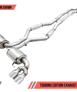 Alternative view of AWE Tuning 2019+ BMW M340i (G20) Resonated Touring Edition Exhaust - Quad Chrome Silver Tips