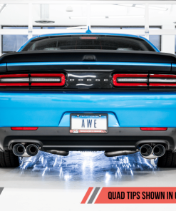 Alternative view of AWE Tuning 2015+ Dodge Challenger 6.4L/6.2L SC Track Edition Exhaust - Quad Chrome Silver Tips