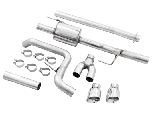 Alternative view of AWE 0FG 21+ Ford F150 Dual Side Exit Cat-Back Exhaust- 4.5in Chrome Silver Tips