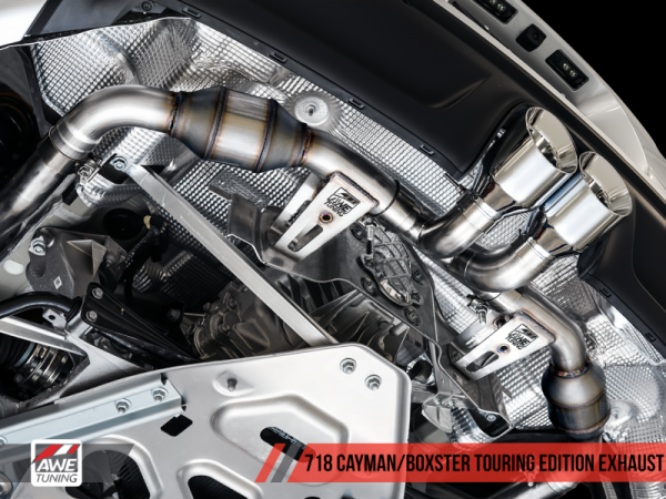 Alternative view of AWE Tuning Porsche 718 Boxster / Cayman Touring Edition Exhaust - Diamond Black Tips