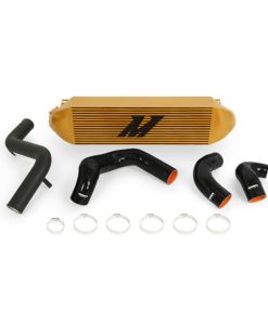 Alternative view of Mishimoto 2013+ Ford Focus ST Gold Intercooler w/ Black Pipes