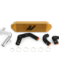 Alternative view of Mishimoto 2013+ Ford Focus ST Gold Intercooler w/ Polished Pipes