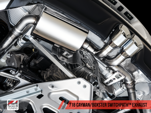 Alternative view of AWE Tuning Porsche 718 Boxster / Cayman SwitchPath Exhaust (PSE Only) - Diamond Black Tips