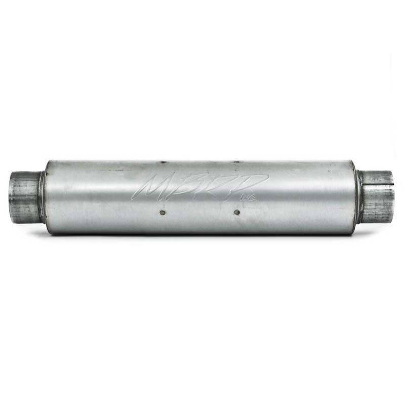 MBRP Universal Quiet Tone Muffler 4in Inlet/Outlet 24in Body 6in Dia 30in Overall Aluminum - Image 4