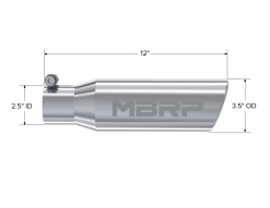 MBRP Universal Tip 3in O.D. Angled Rolled End 2 inlet 10 length - Image 4