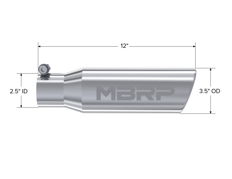 MBRP Universal Tip 3in O.D. Angled Rolled End 2 inlet 10 length - Image 4