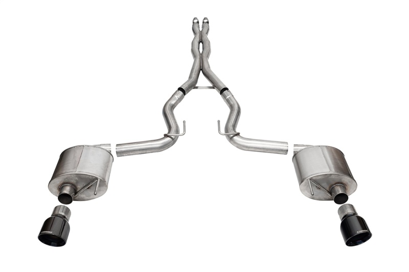 Corsa 2024 Ford MustangGT Sport Cat-Back Ex.Sys 3.0in Dual Rear Exit w/4.5in Blk PVD Pro Series Tips - Image 2