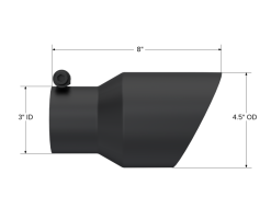MBRP Universal Tip 4.5in OD 3in Inlet 8in Length Dual Walled Angled Exhaust Tip - Black - Image 3